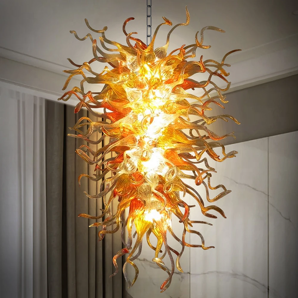 

Chihuly Style Hand Blown Glass Chandelier Luxury Large Pendant Light Fixture for Staircase Hotel Lobby Living Room Home Light