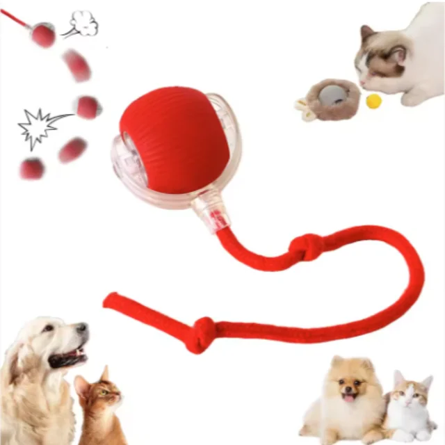 New Automatic Interactive Cat Ball Toy Rechargeable Smart Electric Rolling Ball with Faux Tail for Dog And Cat Training 4