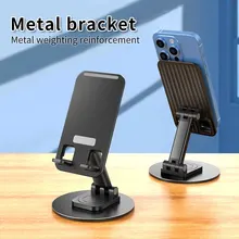  360 Rotation Mobile Phone Bracket Desktop Telescopic Folding Double Shaft Design Stable Anti Fall Creative Lazy Bracket 