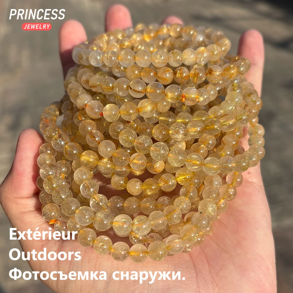A+ Natural Gold Rutilated Quartz 6mm Healing Crystal Beads for Jewelry Making DIY Bracelet Necklace Accessories 4