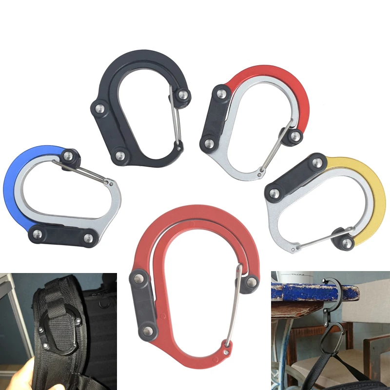 Hybrid Gear Clips Multi-function Swivel Buckle D-Type Carabiner Non-Locking  Strong Clip Camping Fishing Hiking Travel Outing