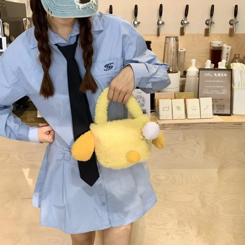 Japanese Ins-Style Cute Plush Biscuit Handbag - Adorable Cartoon Phone Pouch for Women - Practical Claw Machine Plush Toy Bag