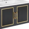 30" Bathroom Vanity with Ceramic Sink, Floating Vanity with Cabinet,with Soft Closing Doors & Gold Metal Handle, Black 5