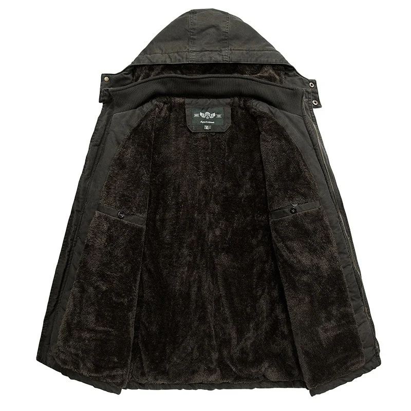 8XL Men Winter Long Casual Military Army Warm Jacket Parkas Coat Men Autumn Cotton Thick Fleece Pockets Cargo Parkas Men New