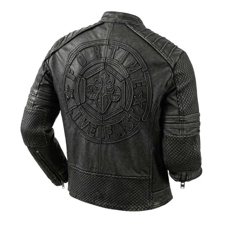 Vintage Herren Lederjacke Motorrad Ledermantel Herren Biker jacke