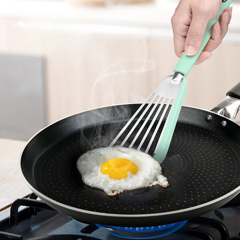 Frying Spatula Missing Shovel Kitchen Steak Insulated Fish Stainless Steel  Silicone Fan-shaped Non-stick Pan Cooking Utensils - AliExpress