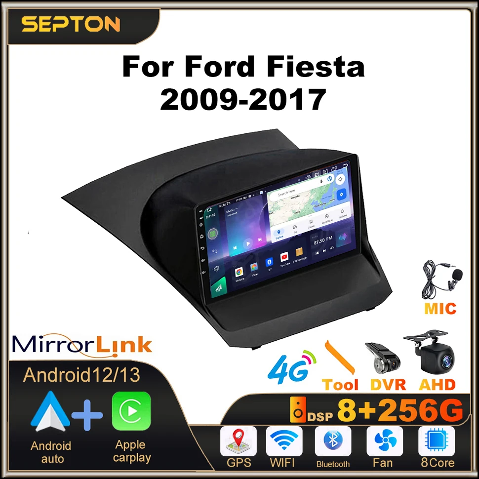 

SEPTON 8+128G Android 12 Car Radio for Ford Fiesta 2009-2017 Multimedia Stereo Carplay GPS Player 4G 8core Head Unit Wifi