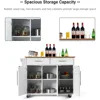 Kitchen Island Cart Rolling Storage Trolley Cart with Lockable Castors, 2 Drawers, 3 Door Cabinet, Towel Handle, Knife Block fo 4