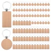 100Pcs DIY Blank Wooden Key Chain Rectangle Heart Round Ellipse Carving Key Ring Wood Key Chain Ring 2