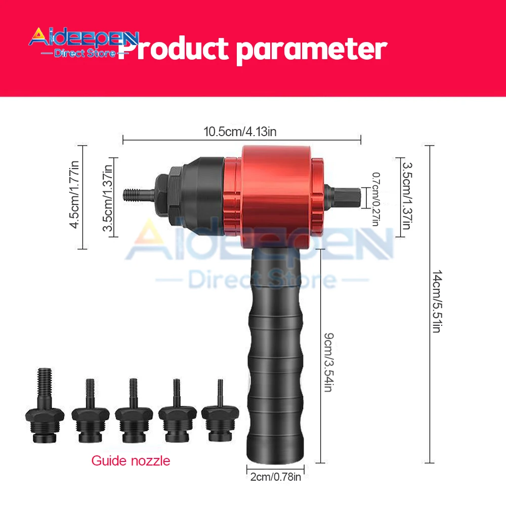 Rivet Gun Rivet Nut Tool Electric Rivet Gun Removable Electric M3~M8 Rivet Nut Tool Adapter Insert Nut Pull Riveting Tool for Drill/Hand Wrench
