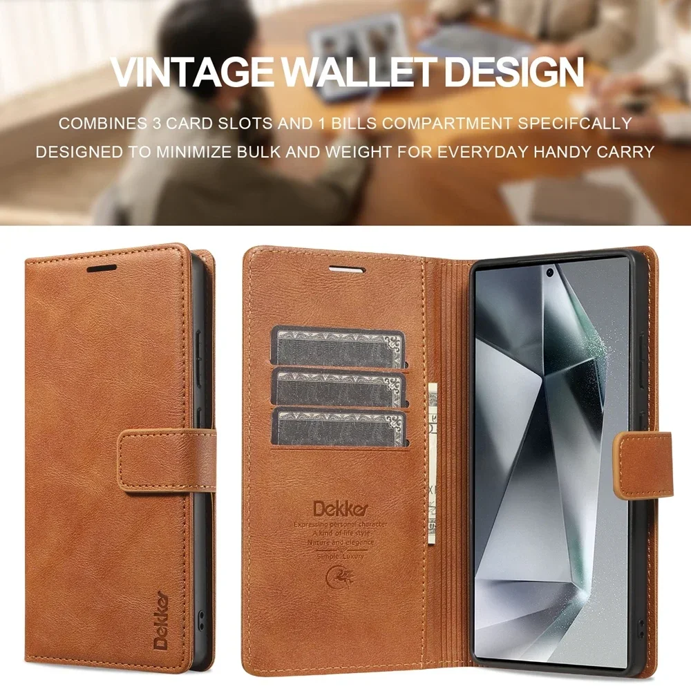 Dual-Function Magnetic Leather Phone Case with Wireless Charging and Card Slot