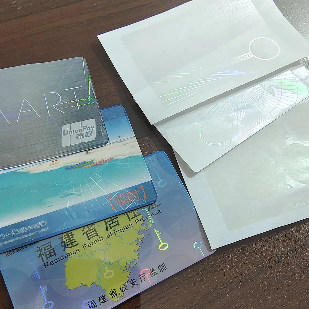 10PCS Hologram Card Overlays Security Sticker Authenticity Genuine Seal Teslin ID Badge Anti-fake Secure Skin Anti-counterfeit