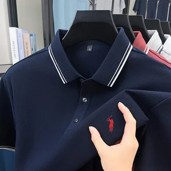 Polo da Uomo 100% Cotone Nuova Collezione Estate 2026 con Ricamo Squisito a Cavallo, T-shirt Elegante e Confortevole per Business e Tempo Libero, Alta Qualità