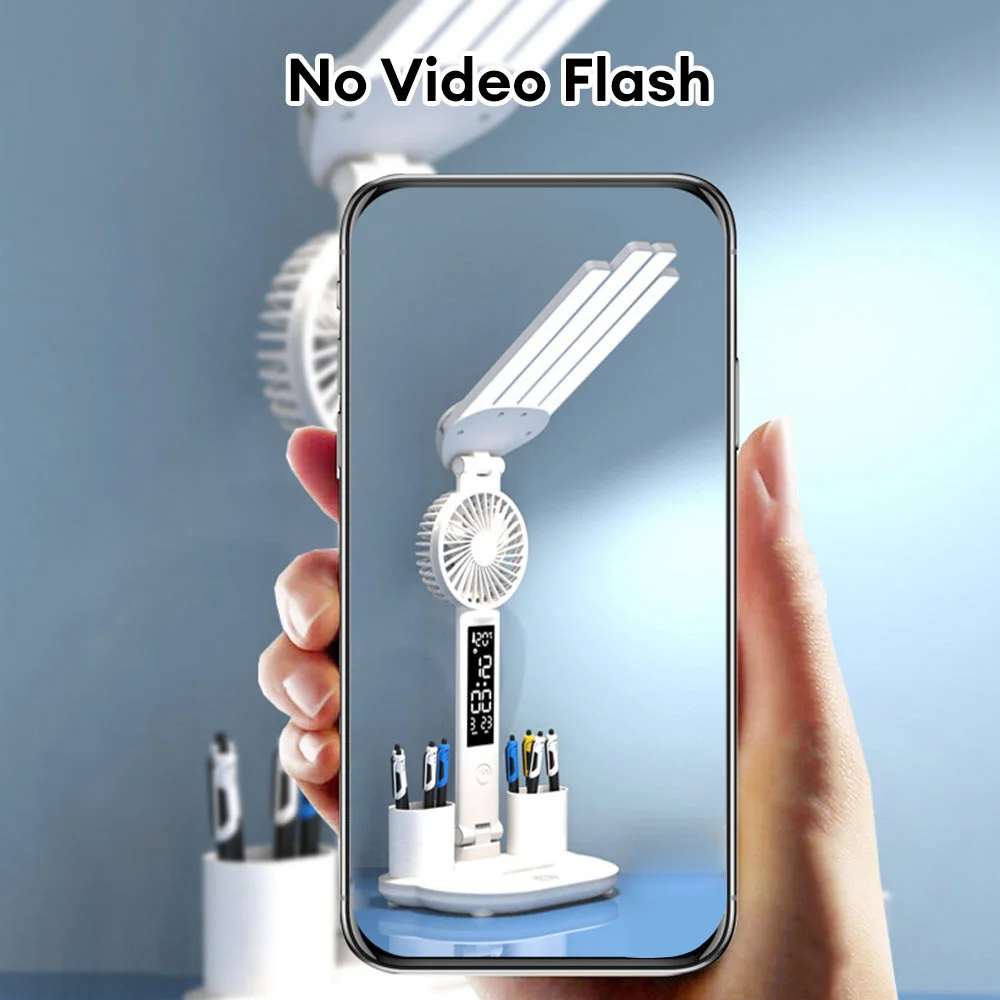 Multifunction LED Four-headed Folding Table Lamp Fan Calendar Clock USB Rechargeable 3 Color Reading Night Light desk lamp night light led desk lamp book light mini night light mini led light