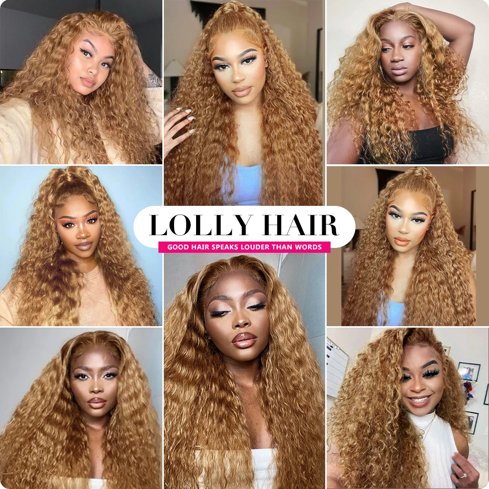 #27 Brown Lace Front Wig Deep Curly Lace Front Human Hair Wigs Colored Honey Blonde Lace Front Wigs For Women 30 Inch