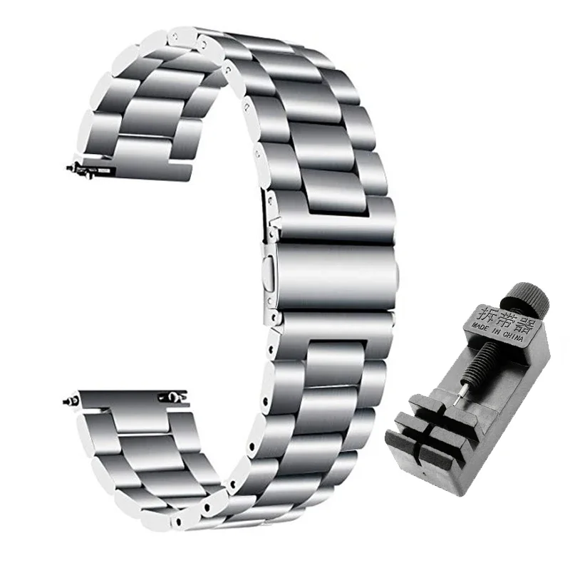 Stainless Steel Metal Watch Strap Bracelet, Universal 46mm Smartwatch Wristband