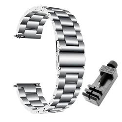Stainless Steel Metal Watch Strap Bracelet, Universal 46mm Smartwatch Wristband for 20mm (Silver Tool)