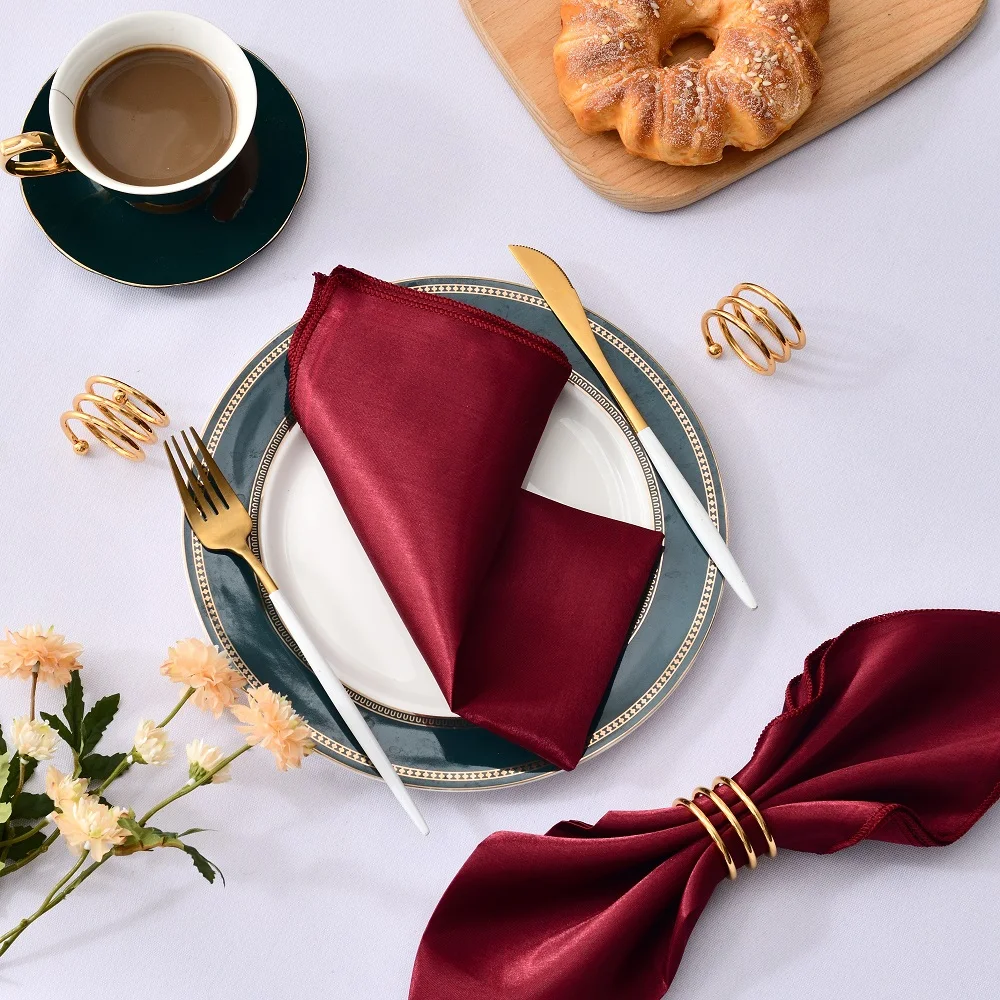 12pcs 50cm*50cm Satin Table Napkin Table Dinner Napkins Handkerchief Cloth Diner Banquet Wedding Party Home Decorations 20inch