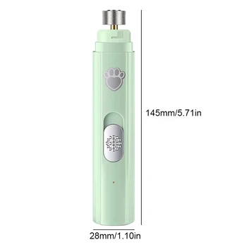 Electric Dog Nail Grinder USB Rechargeable LED Light Pet Nail Trimmer with 2 Speed Settings and Polisher Wheel 6