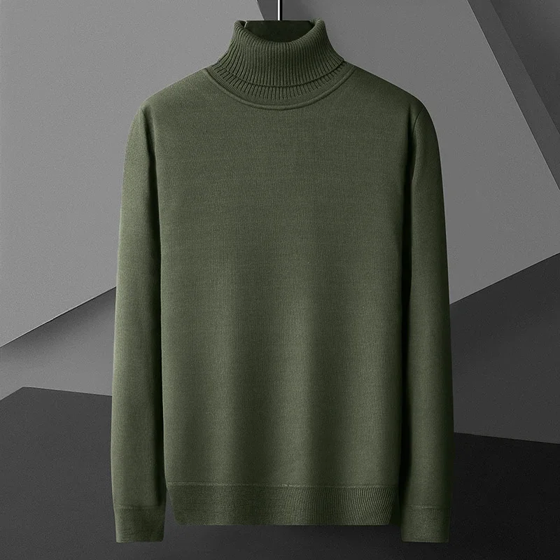 Men's Casual Slim Fit Basic Tops Long Sleeve Knitted Streetwear Lightweight Turtleneck Pullover Sweater Solid Color Sweater Men 4