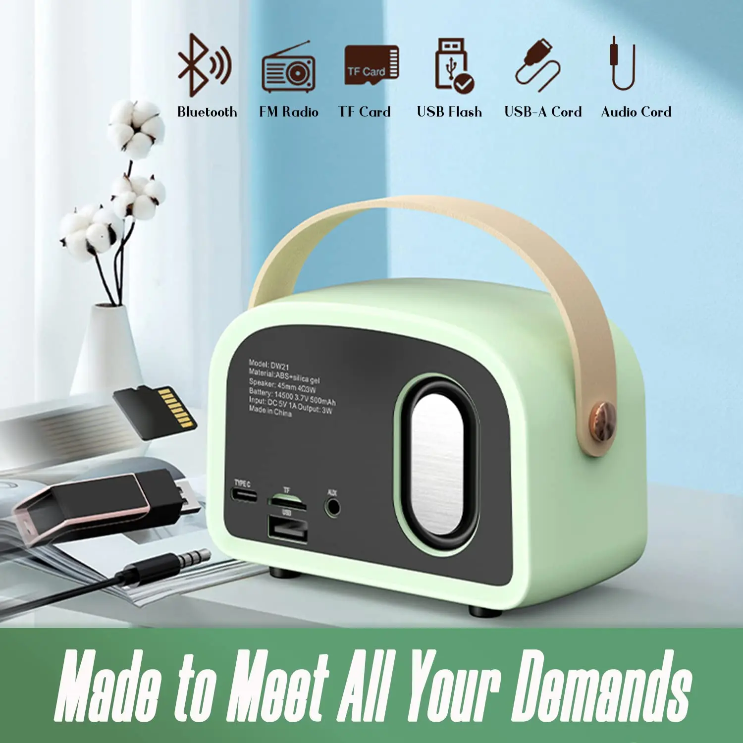 Retro Bluetooth Speaker Cute Mini Speaker FM Radio Portable Wireless Speaker TWS Music Player Hifi Stereo TF USB
