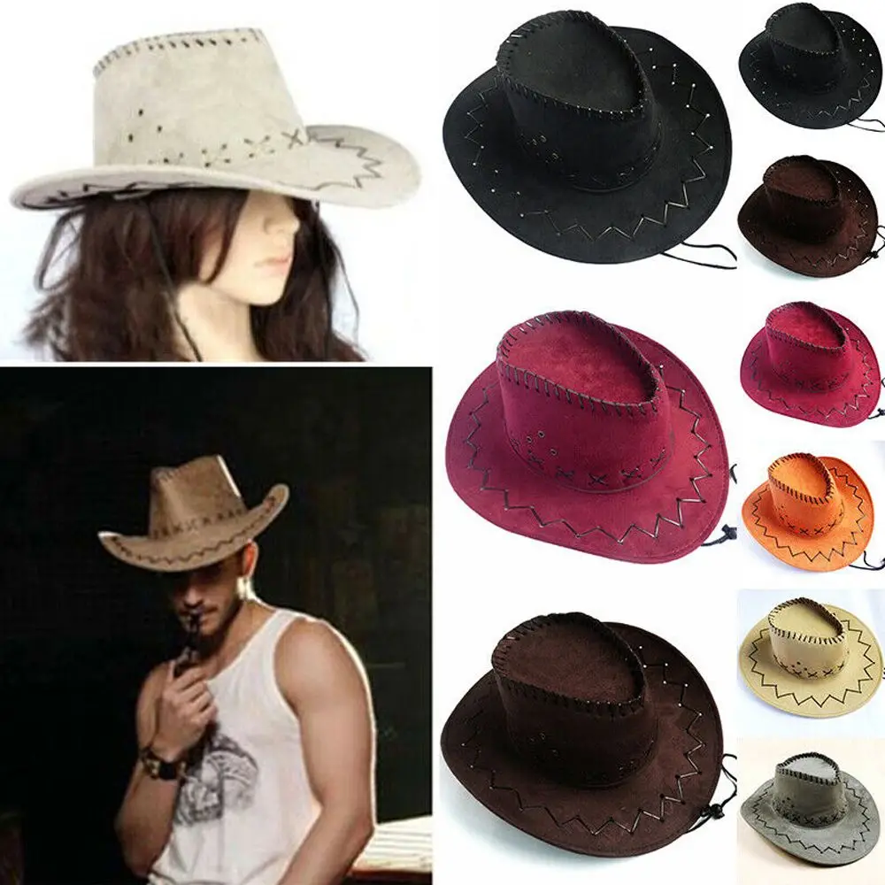 

Hot Sale Men Lady Suede Cowboy Hat West Fancy Dress Unisex Cap Polyester