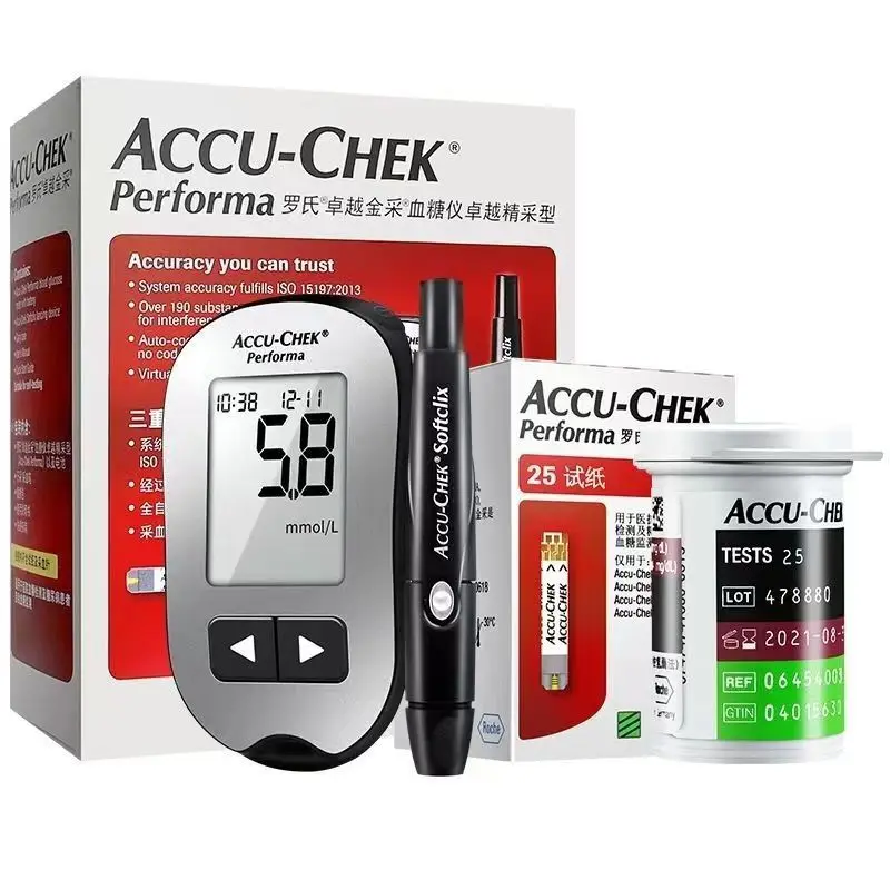 50Ps Glucoses Meters Accu Chek Kit Di Monitoraggio Test Strisce Reattive Per Glucosio Performa E Kit Lancet