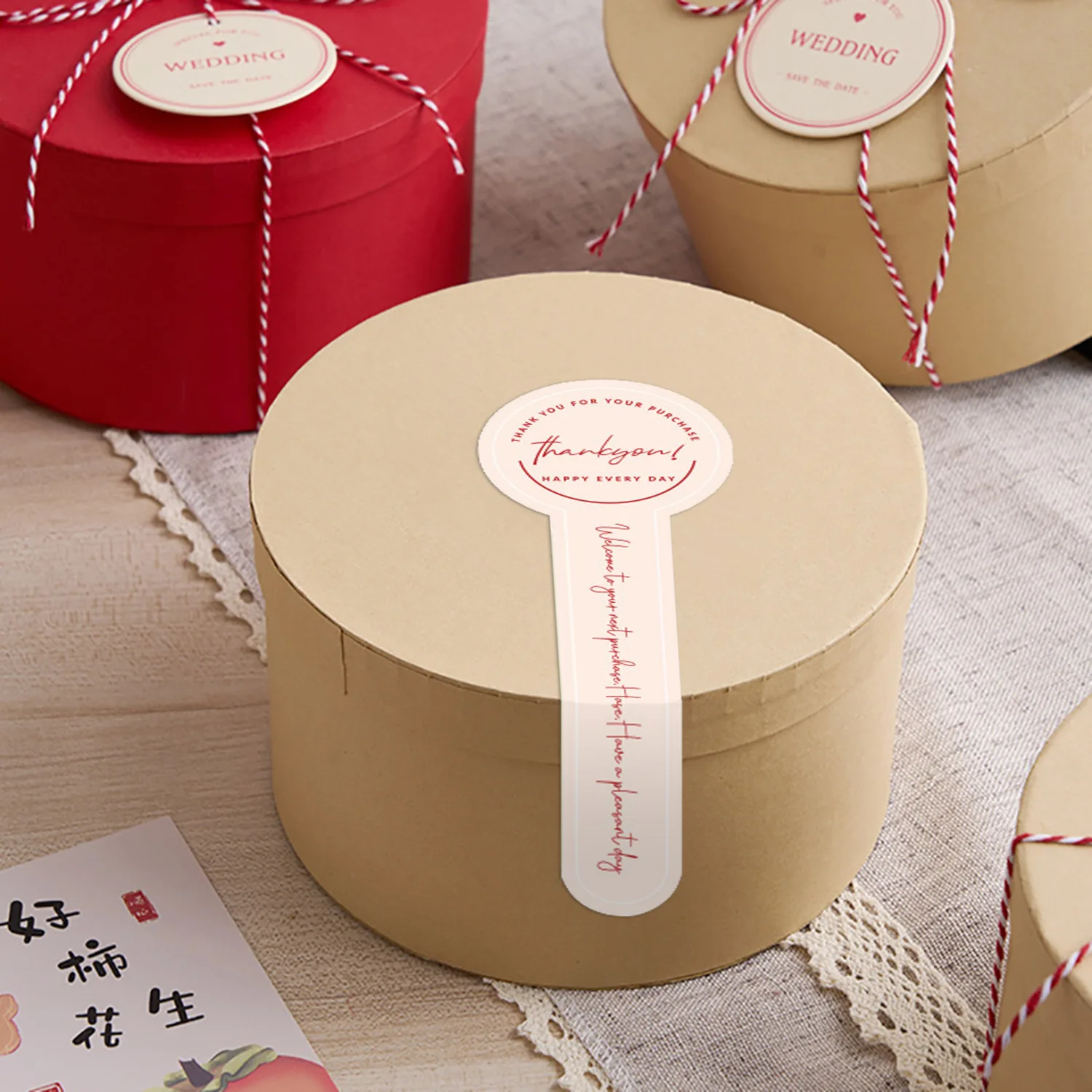 100pcs/set Colorful Handmade food baking label stickers Striped Long Label Packaging Sealing Labels Bakery Gift Wrapping