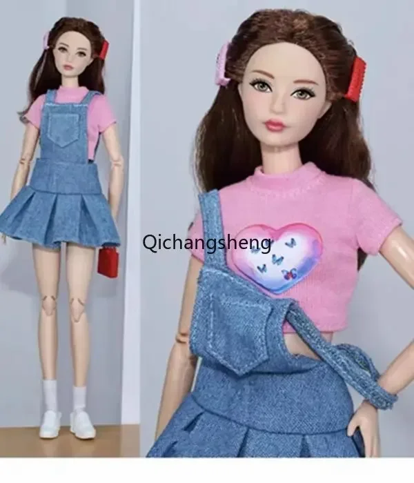 

Fashion 1/6 Doll Clothes Set Pink Shirt Jeans Dress For Barbie Dolls Outfits Set Clothing 11.5" Dollhouse Accessories 1:6 Toy