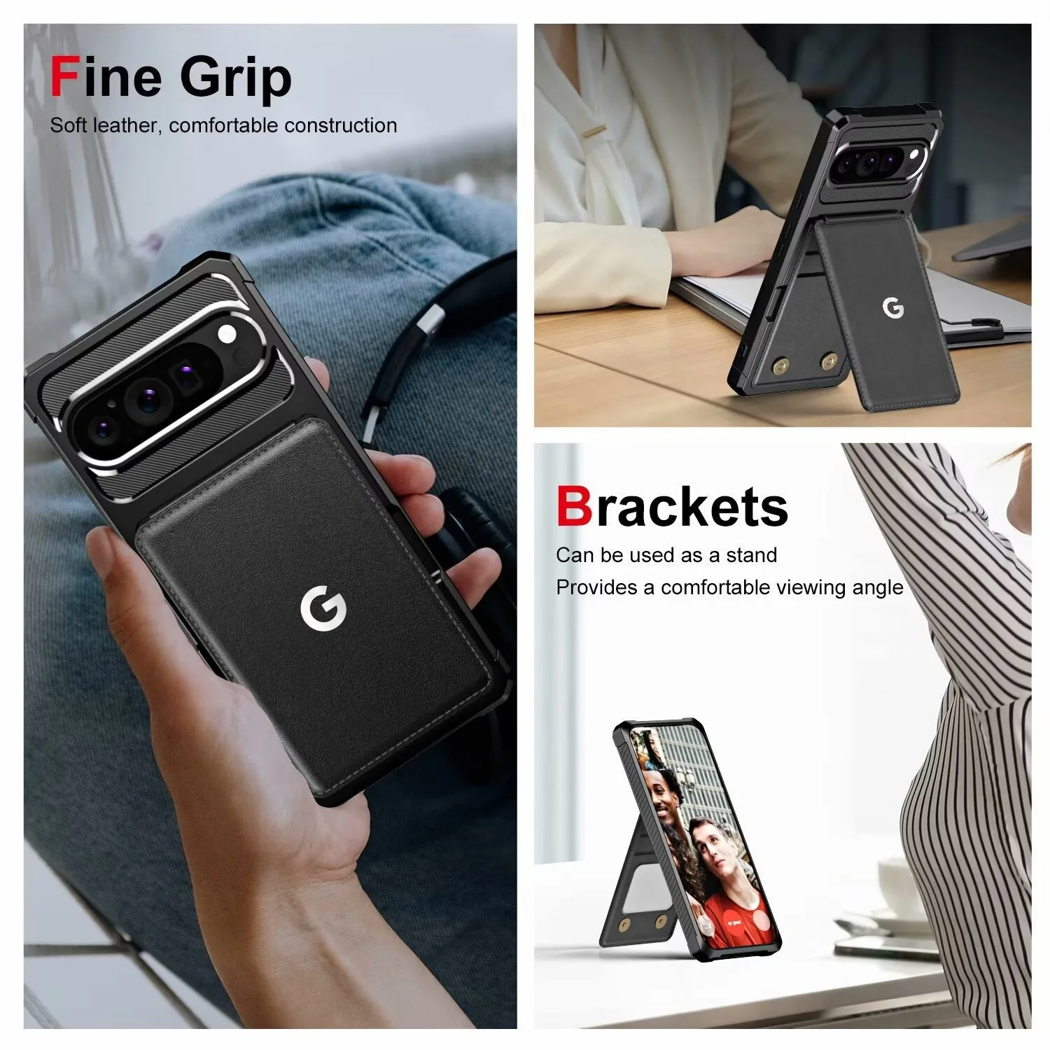 Leather Flip Wallet Phone Case with Card Holder Slot