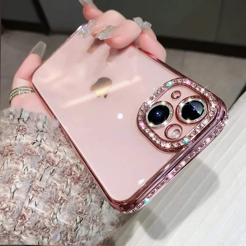 Elegant Rhinestone Jewelled Clear Case with Soft Silicon Cover