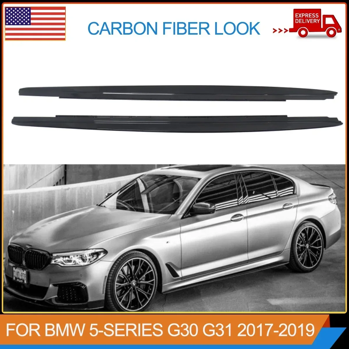 

2x боковые удлинители губ углеродного цвета для BMW G30 540i 550i F90 M Tech 17-22