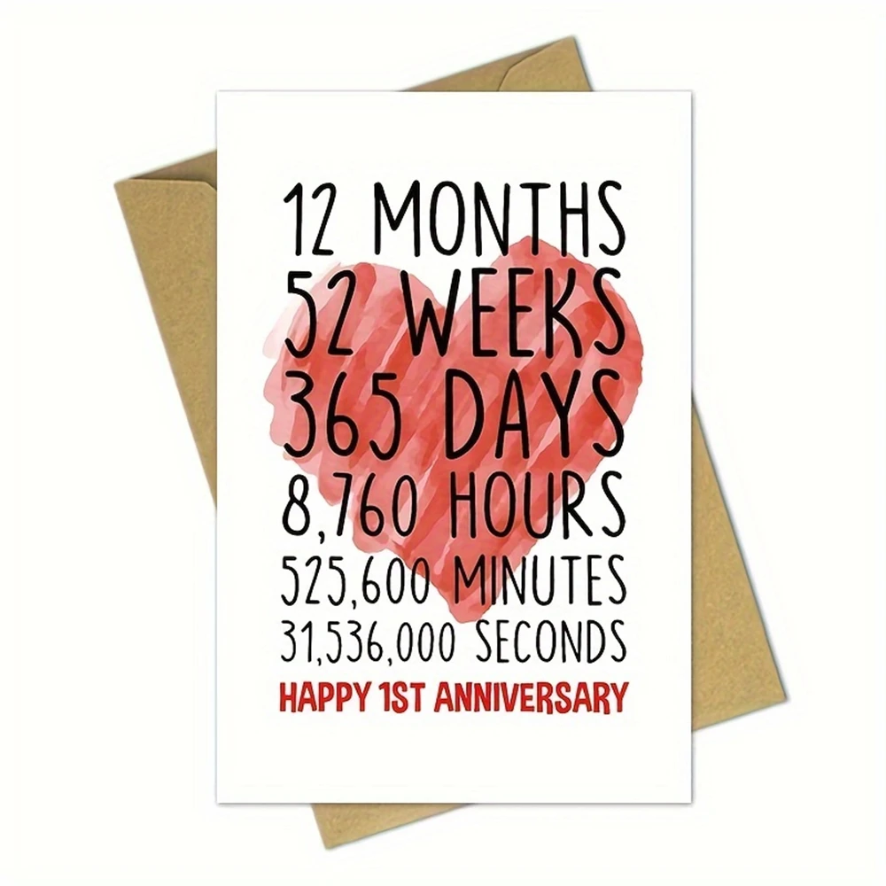 Greeting Cards 1pc Happy 1st Anniversary Card for Him Her First Wedding Anniversary Greeting Card Funny One Year Together Card