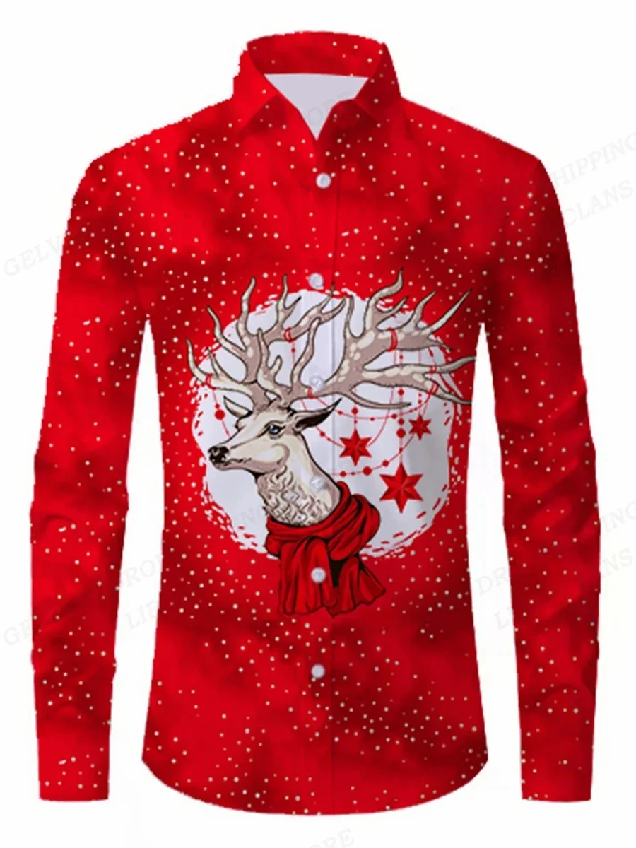 Santa Hawaiian Shirt Men's Fashion Shirt Christmas Hawaiian Shirt Beach Shirt Men's Lapel Camisa Unisex