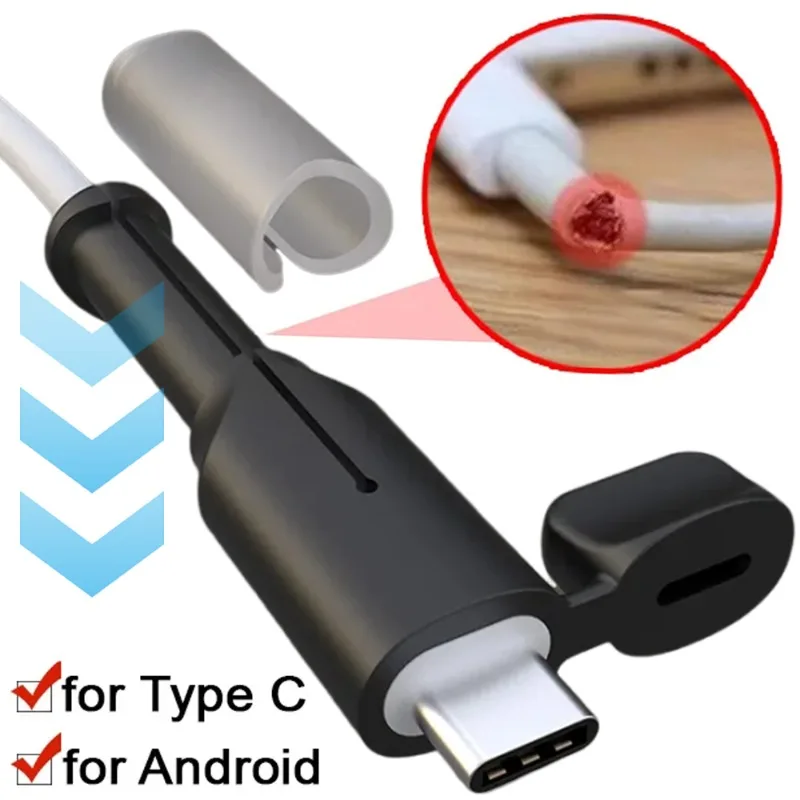 ซิลิโคนอ่อนสาย Winder สําหรับ Dual USB C Android สายชาร์จ Saver สายไฟ Organizer ลวด Anti Break Protection 1