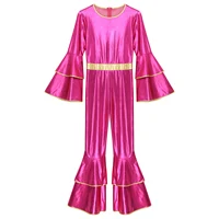 Womens 70S Disco Vintage Jumpsuit Metallic Shiny Flare Sleeve Bodysuit Hippie Bell Bottom Jazz Dance Carnival Rave Party Costume - Image 5