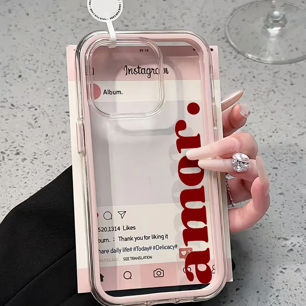 Creative Amor Clear Phone Case - Sleek and Protective Design