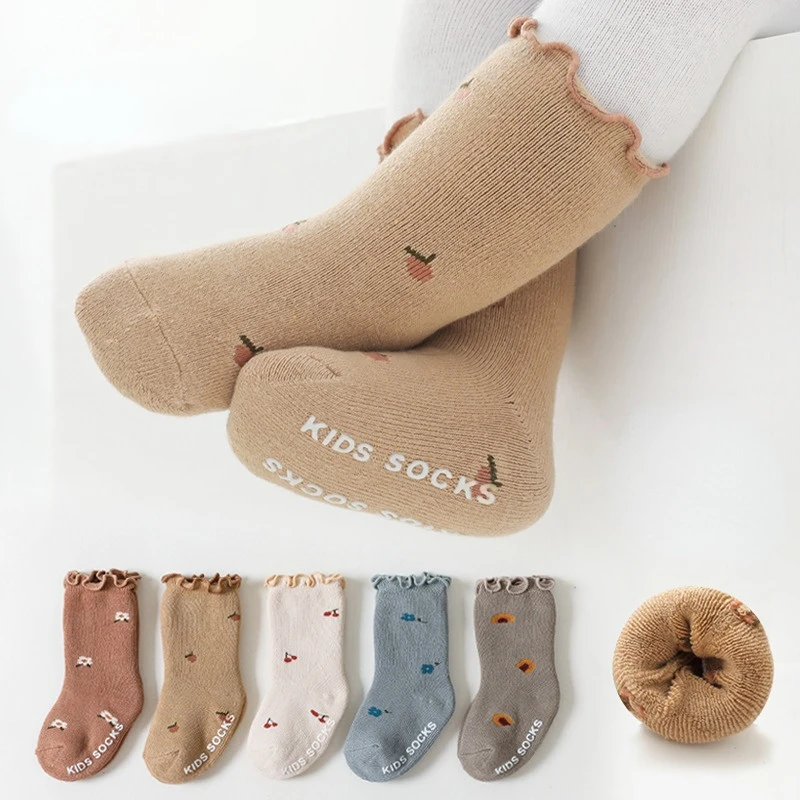 

1 Pair Kids Socks Autumn Spring Anti Slip Newborn Baby Socken Cotton Infant Toodler Children Socks For Girls Boys Floor Socks