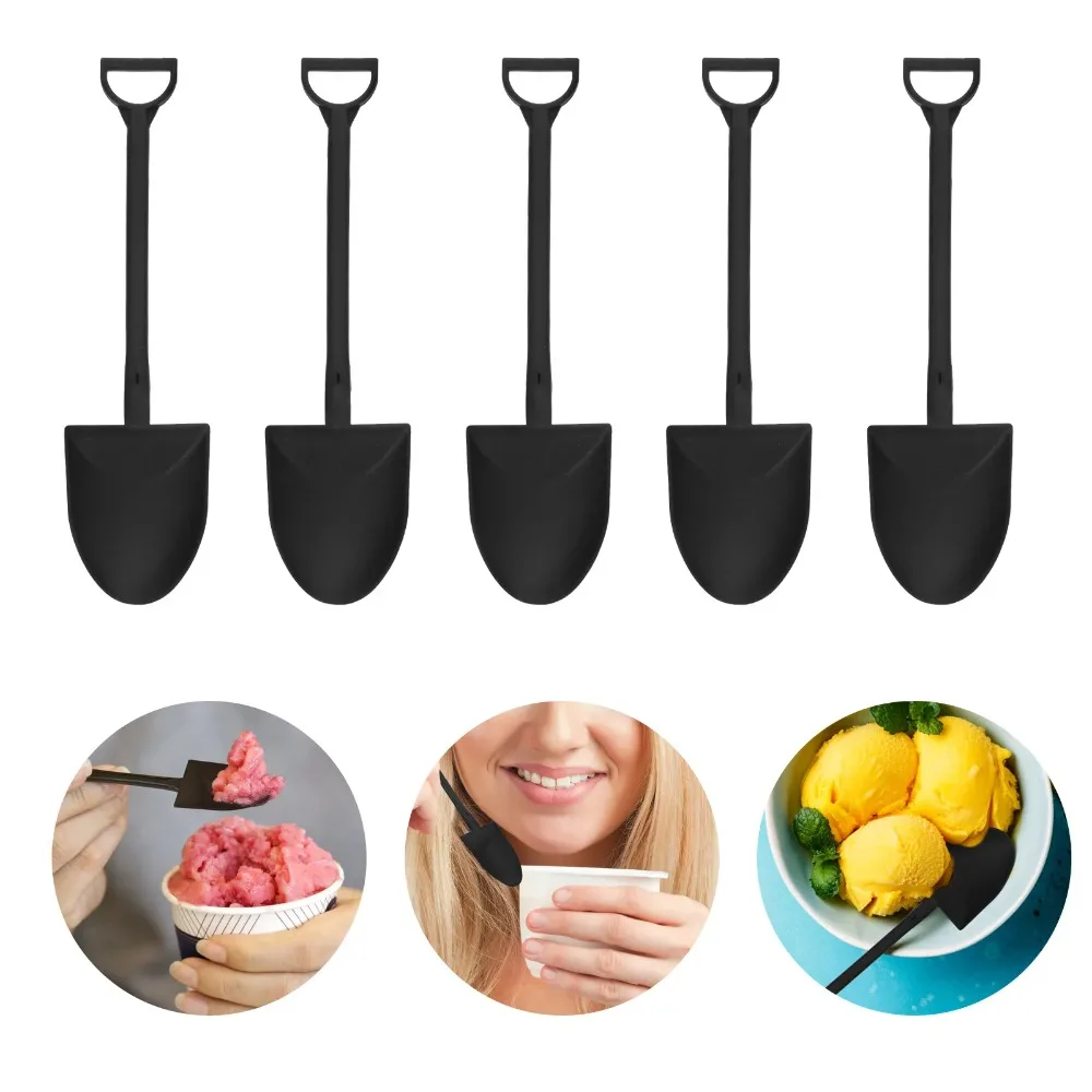 Plastics Spoon Shovels 100pcs Small Dessert Shovels Spoon Disposables Pudding Yogurt Spoons Pudding Ice bath