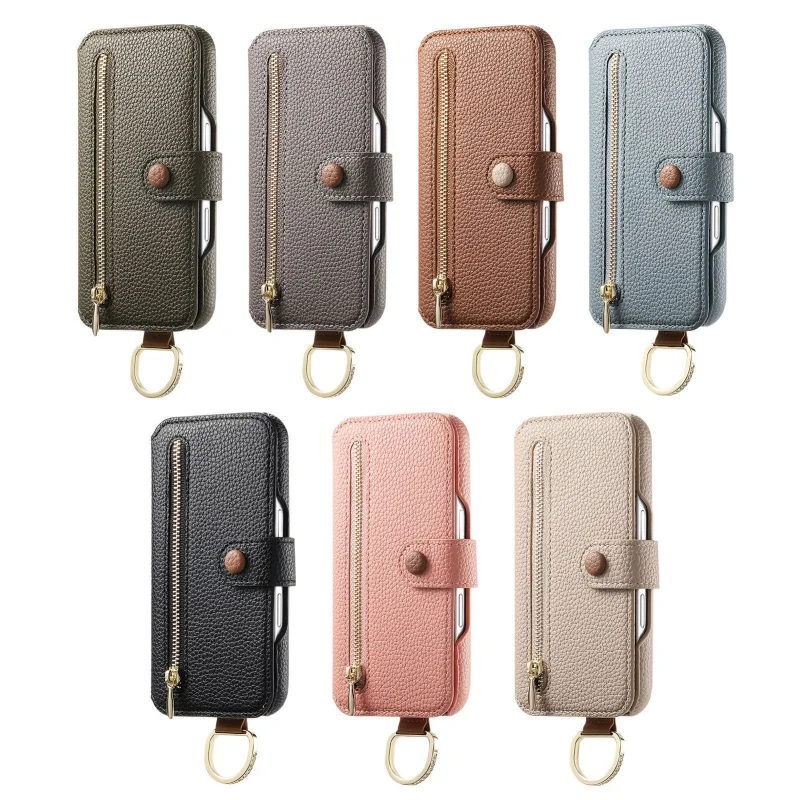 Deluxe Flip Leather Wallet Phone Case with Card Holder and Strap