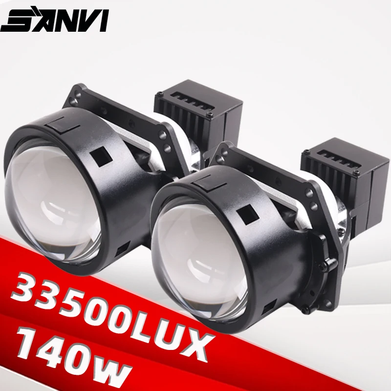 

SANVI 3.0 Bi LED Projector Lense Car Headlights PTF Ice Lense Auto Driving Lights for Hella 3r G5 Angel Eyes 6000k 140W RHD LHD