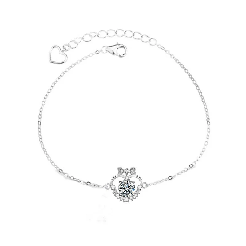 

XRA008 Lefei Fashion Luxury Classic Moissanite Design 0.5ct White Blue Heart Bracelet Charm Women s925 Silver Party Jewelry Gift