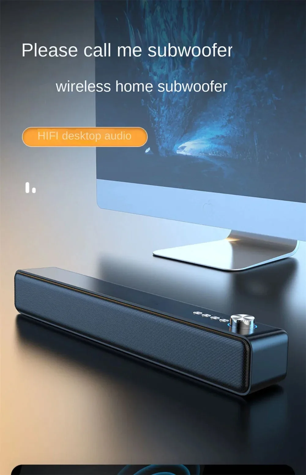 Description Picture 2 of itemOriginal Bluetooth Subwoofer Soundbar TV Audio Echo Wall Computer Speaker Home Theater Music Wireless Blueooth Speaker Gift