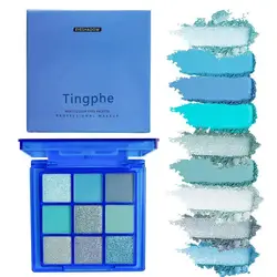 9 - Color Ocean Blue Eyeshadow Palette with Matte and Shimmer Finishes (9 colors)