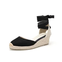 wedges shoes for women  Lace-up  Sandals Simple and Stylish Mid-Heel Ankle Strap Platform in Espadrille for Comfortable Summer - Image 2