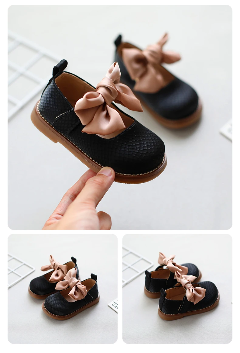 extra wide children's shoes 13.5-18.5cm Brand Children Solid Pure Shoes Girls Leather Shoes Lace Bow-knot Sweet Soft Shoes Princess Dress Shoes For Wedding Sandal for girl