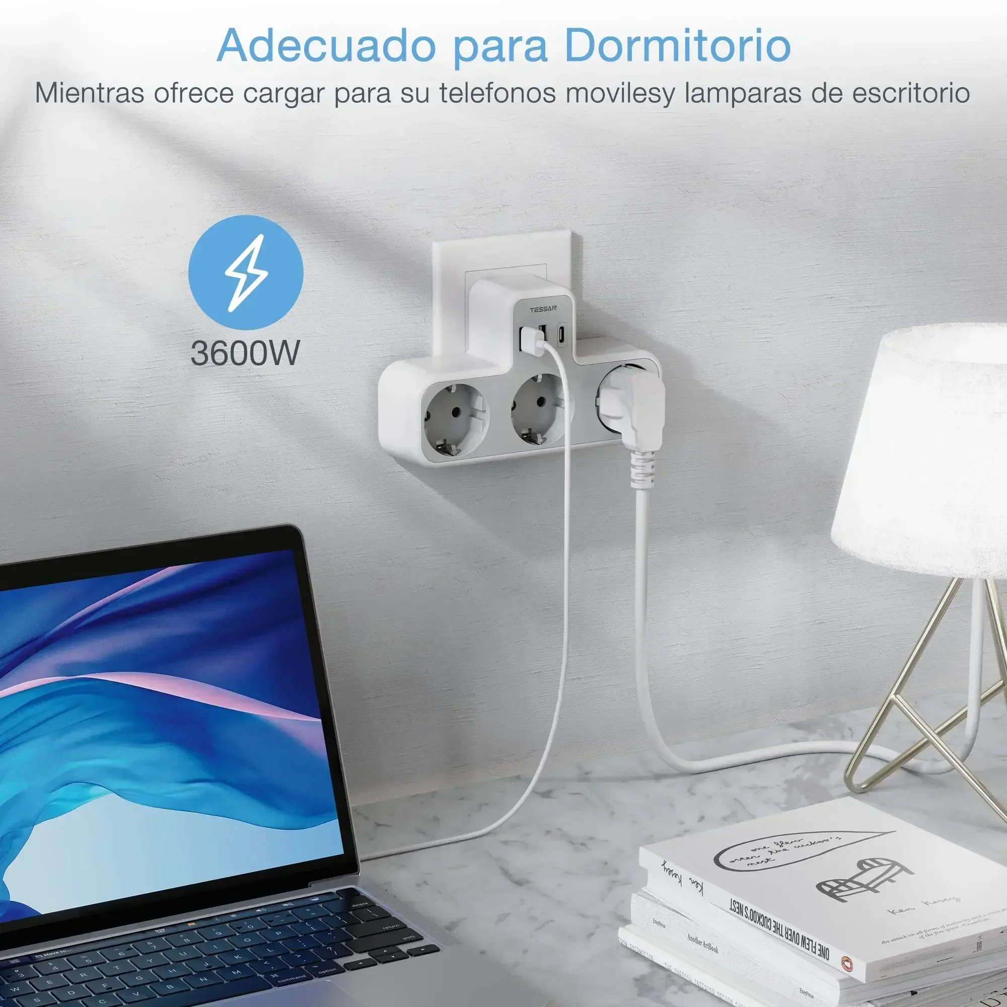 EU Wall Socket Extender 3 AC Outlets 3 USB Ports 5V 2.4A Power Strip Adapter Overload Protection for Home Office Power Strip Plug Adapter Electrical Socket Power Socket Power Plug Adapter Wall Socket Extender