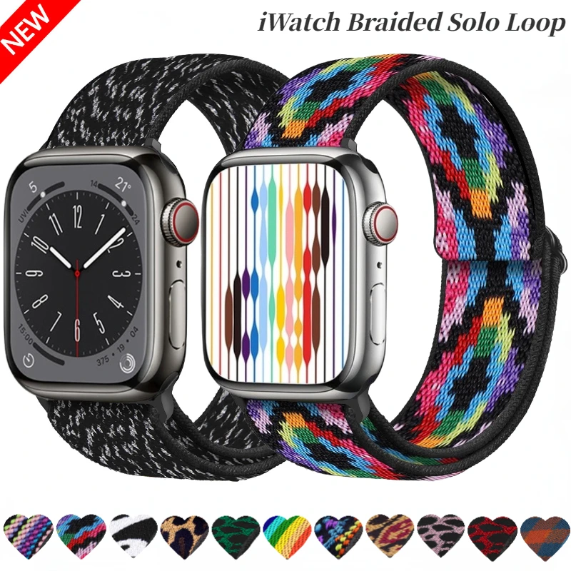 

Braided Solo Loop For Apple Watch Ultra 49mm 8 7 45mm 41mm Adjusting Nylon Bracelet Band iWatch 6 5 4 3 SE 44mm 40mm 42mm Strap