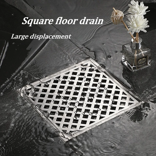 304 หนาสแตนเลสท่อระบายน้ําชั้น 15x15 ซม.กลางแจ้งขนาดใหญ่ displacement ท่อระบายน้ําชั้น,ห้องน้ํา,โรงรถ,สแควร์ท่อระบายน้ําชั้น 1