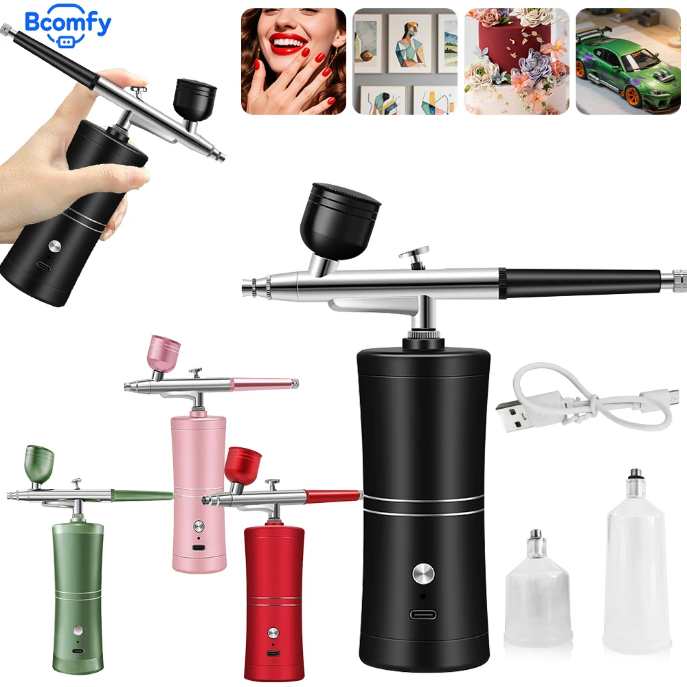 Aérographe à ongles avec compresseur, Portable sans fil, pour Nail Art, peinture de gâteaux, pulvérisateur artisanal